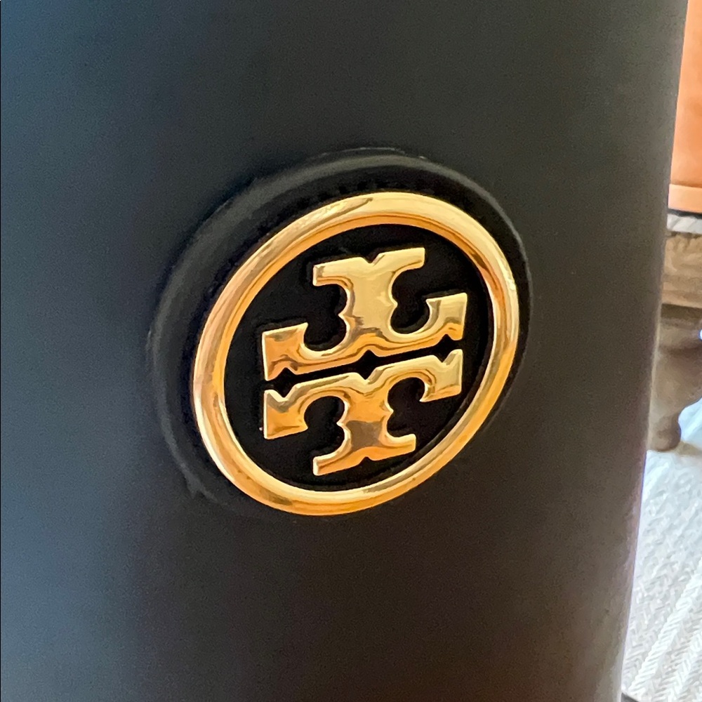 Tory Burch Navy Blue Tall Logo Rain Boots - Picture 6 of 8